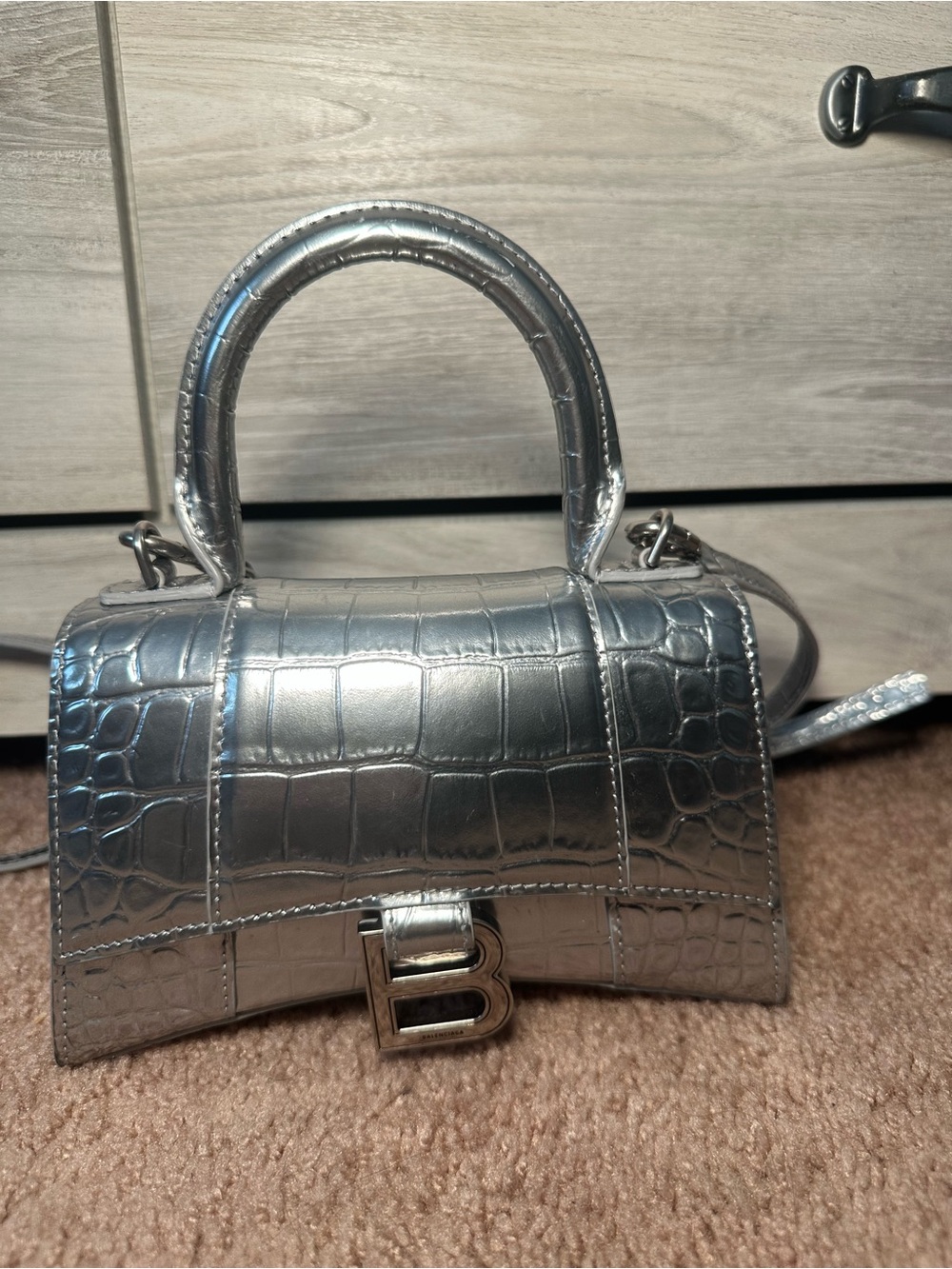 Balenciaga Metallic Silver Top Handle Bag